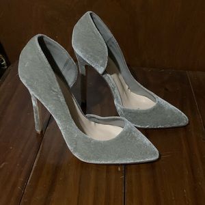 Grey velvet shoes